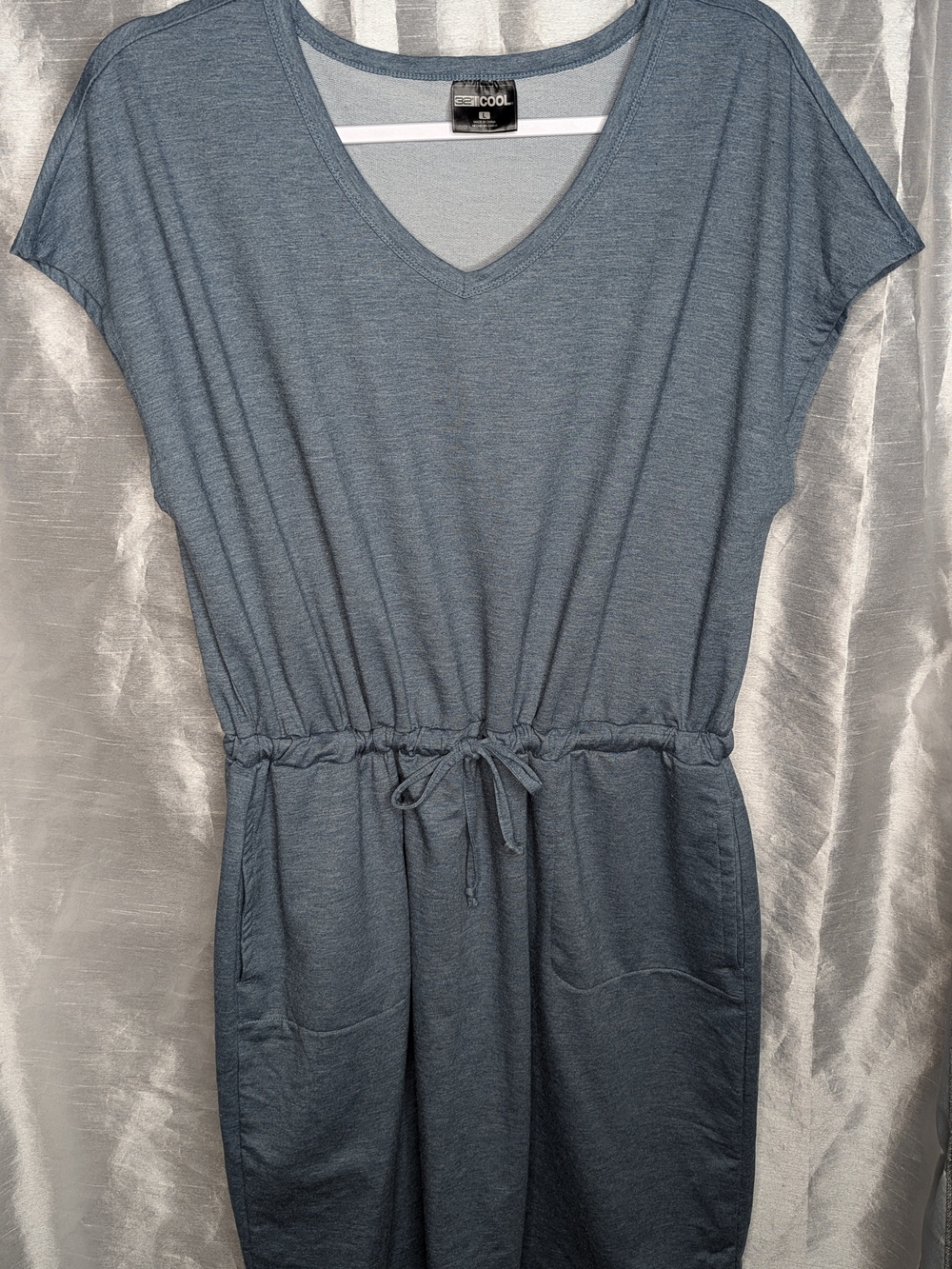 32 Degrees Cool Women's Blue V-Neck Dress Athleisure Loungewear Travel Relax L